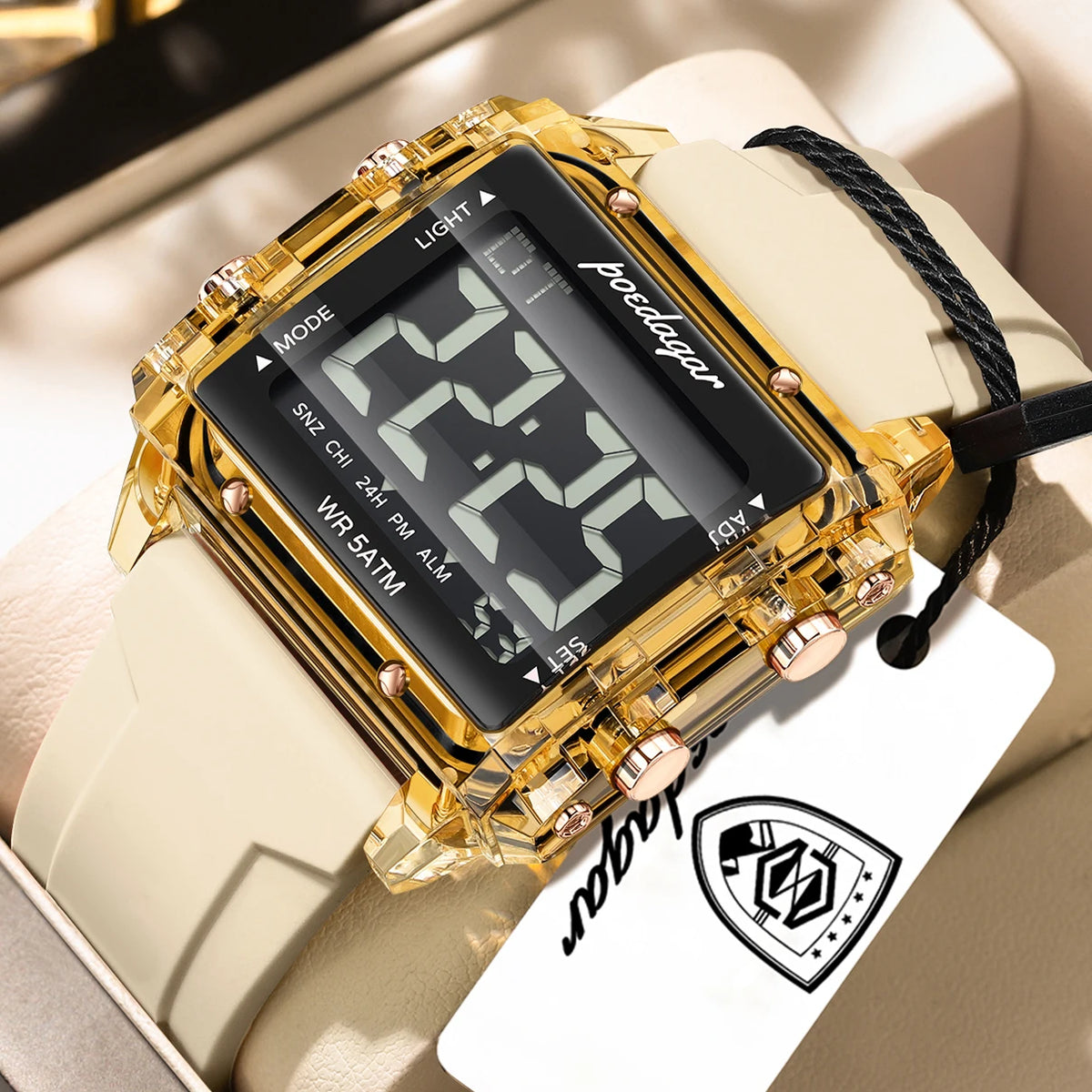 POEDAGAR Fashion Top Digital Men Watch Week Date Alarm Man Wristwatch Waterproof LED Electronic Sports Men's Watches Male Reloj