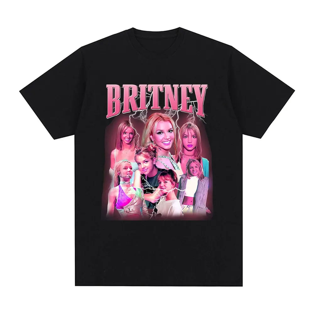 Britney Spears Metal Rock Graphic T-shirt Men Women Fashion Hip Hop T Shirts Harajuku Vintage Short Sleeve Tee Shirt Oversized