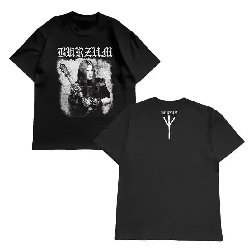 Heavy Metal Rock Band Printed Short-sleeved Retro Y2K T-shirt Casual Loose Streetwear Unisex Sporty Round-neck Top