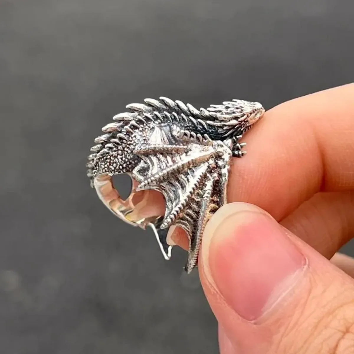 Gothic Dragon & Pterosaur Wing Ring, Adjustable Open Ring for Men & Women, Punk Style Vintage Jewelry, Bold Gift