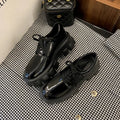 leather Loafers women's shoes spring and  autumn   platform shoes lace-up single shoes Plus size 35-43 size ladies casual flat