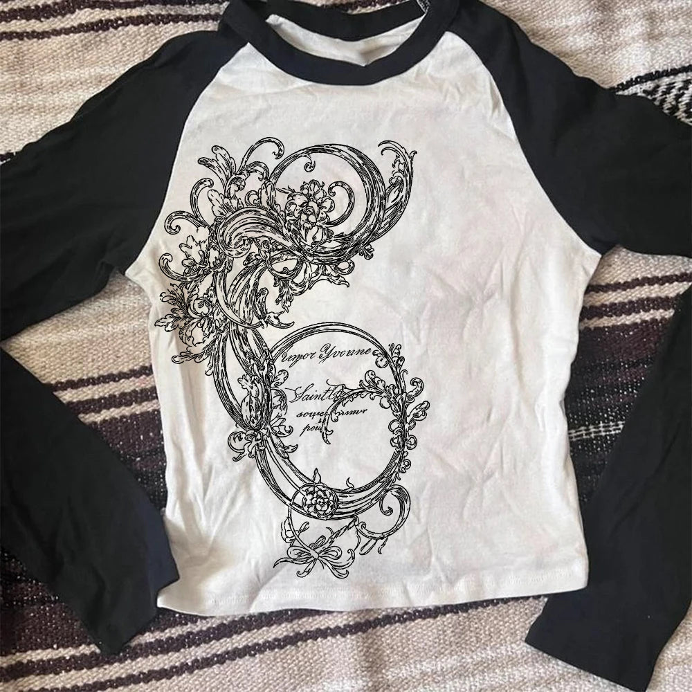 Graphic Tees Y2k Clothes Women Trashy Y2k 2000s Tops T Shirt for Women Long Sleeve Woman Clothing Shoujo Girl Style Harajuku Emo