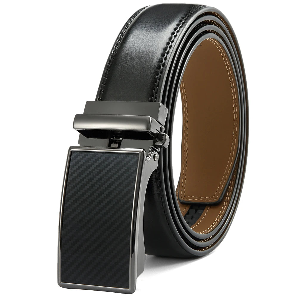 DOOPAI Mens Leather Belt  Automatic Genuine Leather Belts Leisure Fashion Ratchet Belts for Men Pants Waistband Ремень