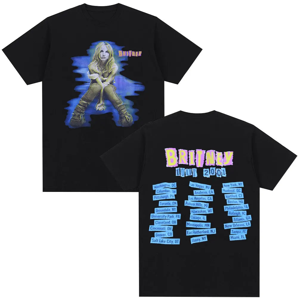 Britney Spears Metal Rock Graphic T-shirt Men Women Fashion Hip Hop T Shirts Harajuku Vintage Short Sleeve Tee Shirt Oversized