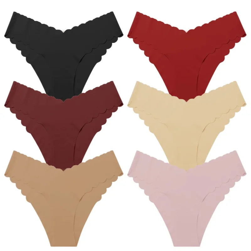 6Pcs/Set Women's Ruffles Panties Seamless Underwear for Woman Solid Comfortable Briefs Bikinis Lingerie Intimates XS-L Pantys