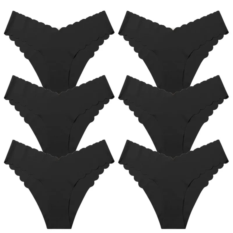 6Pcs/Set Women's Ruffles Panties Seamless Underwear for Woman Solid Comfortable Briefs Bikinis Lingerie Intimates XS-L Pantys