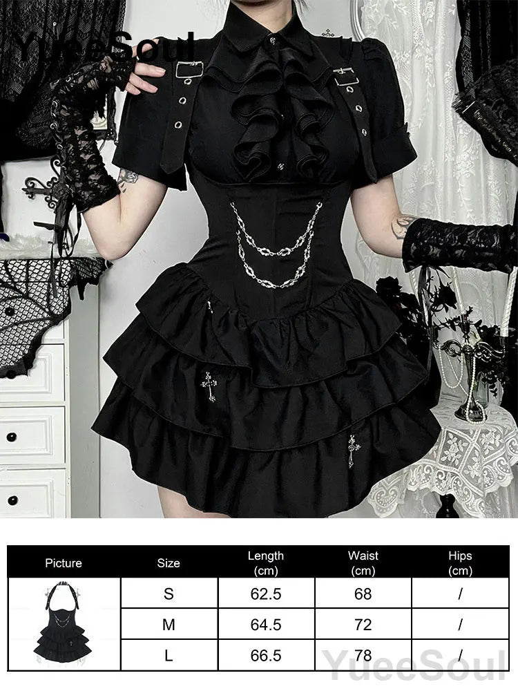 Gothic Women Skirts Black High Waist Pleated Skirts 2026 New Y2K Party Club Punk Goth Dark Grunge Lolita Halloween Mini Skirt