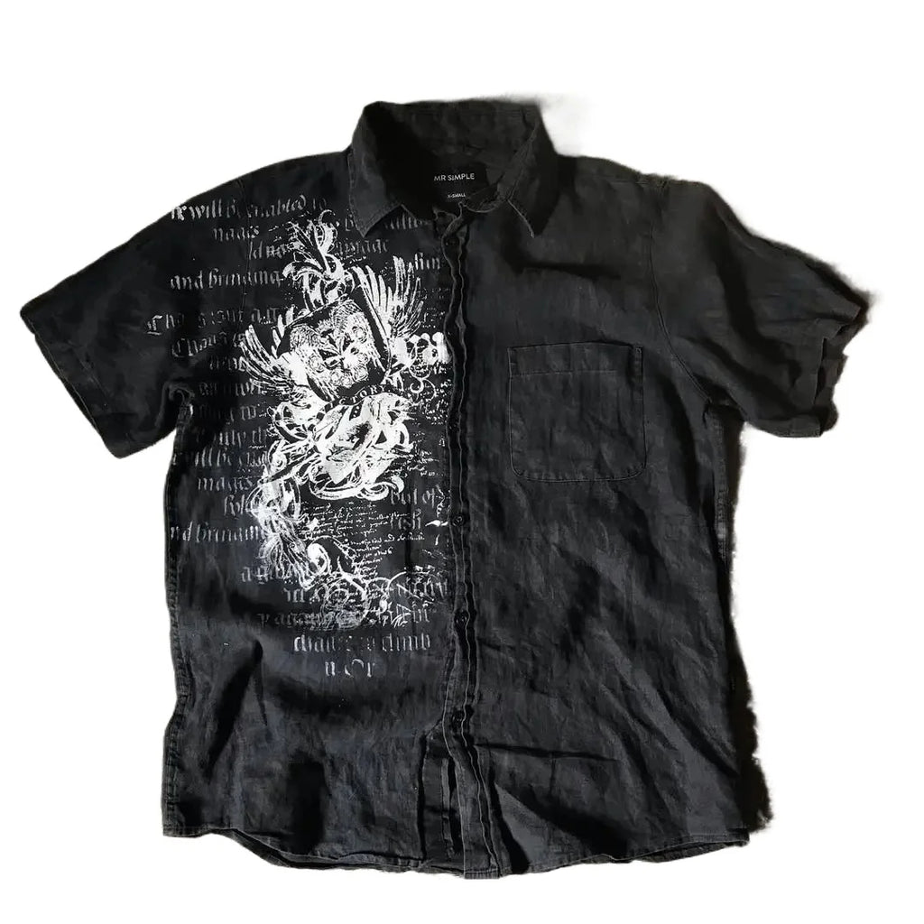 Y2K Black Affliction Retro T-Shirt Skull Holy Writ Letter Printing Tee Harajuku Fashion Goth Short Sleeves Tops Unisex