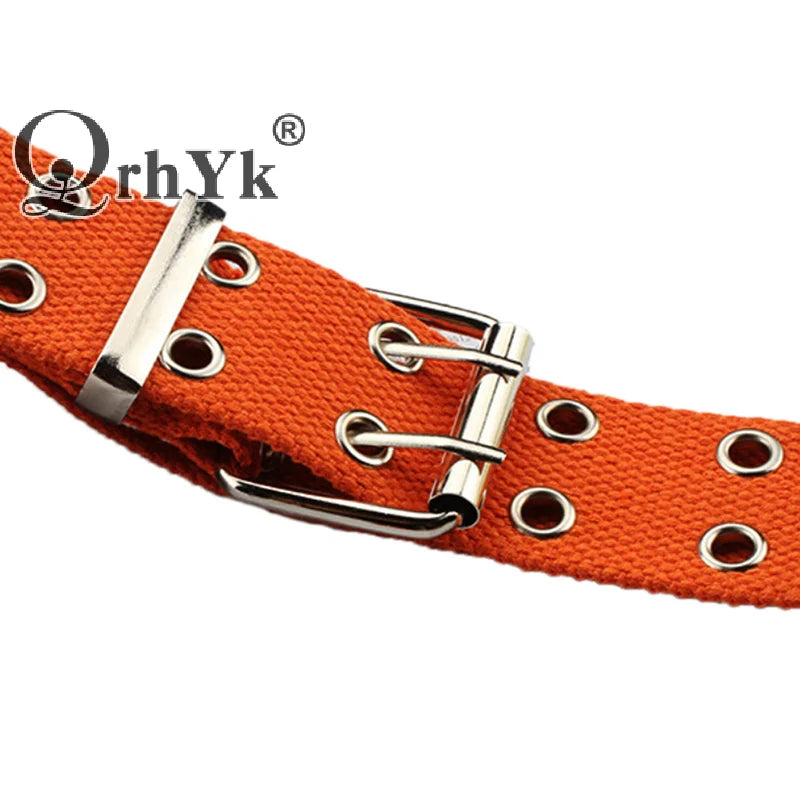 Double-Grommet Canvas Belt | Unisex Punk Style
