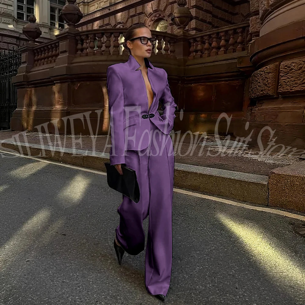 Luxury White Suit For Women 2 Pieces Jacket Pants Office Lady Chic Outfits Fashion Trousers Smart Casual Female Blazer Set