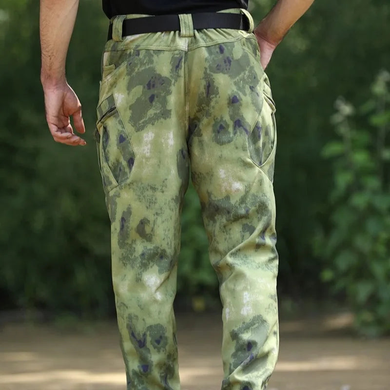 Men's Winter Pants Cargo Trousers Water Resistant Fleece Line Snowboard Softshell Tactical Pant Multi-Pockets Outdoor Work Pants