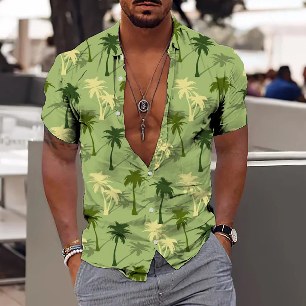 Summer Coconut Shirt 3d Printed Men's Hawaiian Shirt Beach Short Sleeve Fashion Casual Holiday Top T-shirt Men's Shirt Camisa