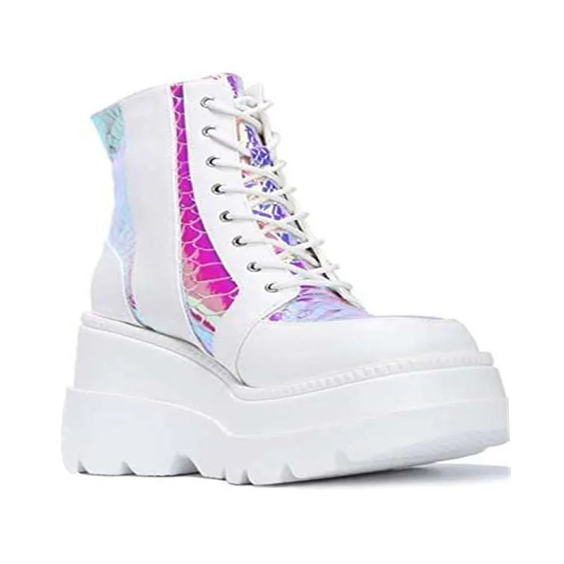 Womens Platform Heels Fashion Female Platform Increase Boots Classic Wedges Ankle Boots Women 2021 Zipper Booties Botas Mujer