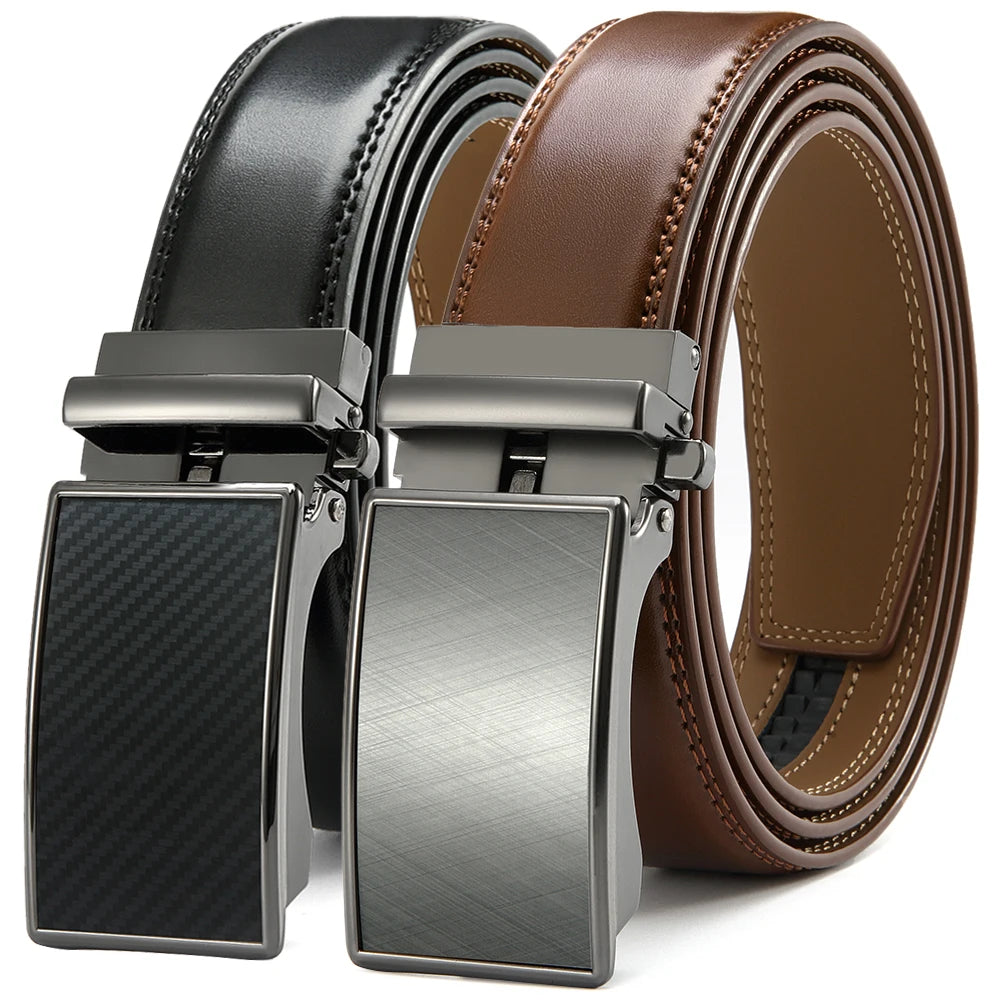 DOOPAI Mens Leather Belt  Automatic Genuine Leather Belts Leisure Fashion Ratchet Belts for Men Pants Waistband Ремень
